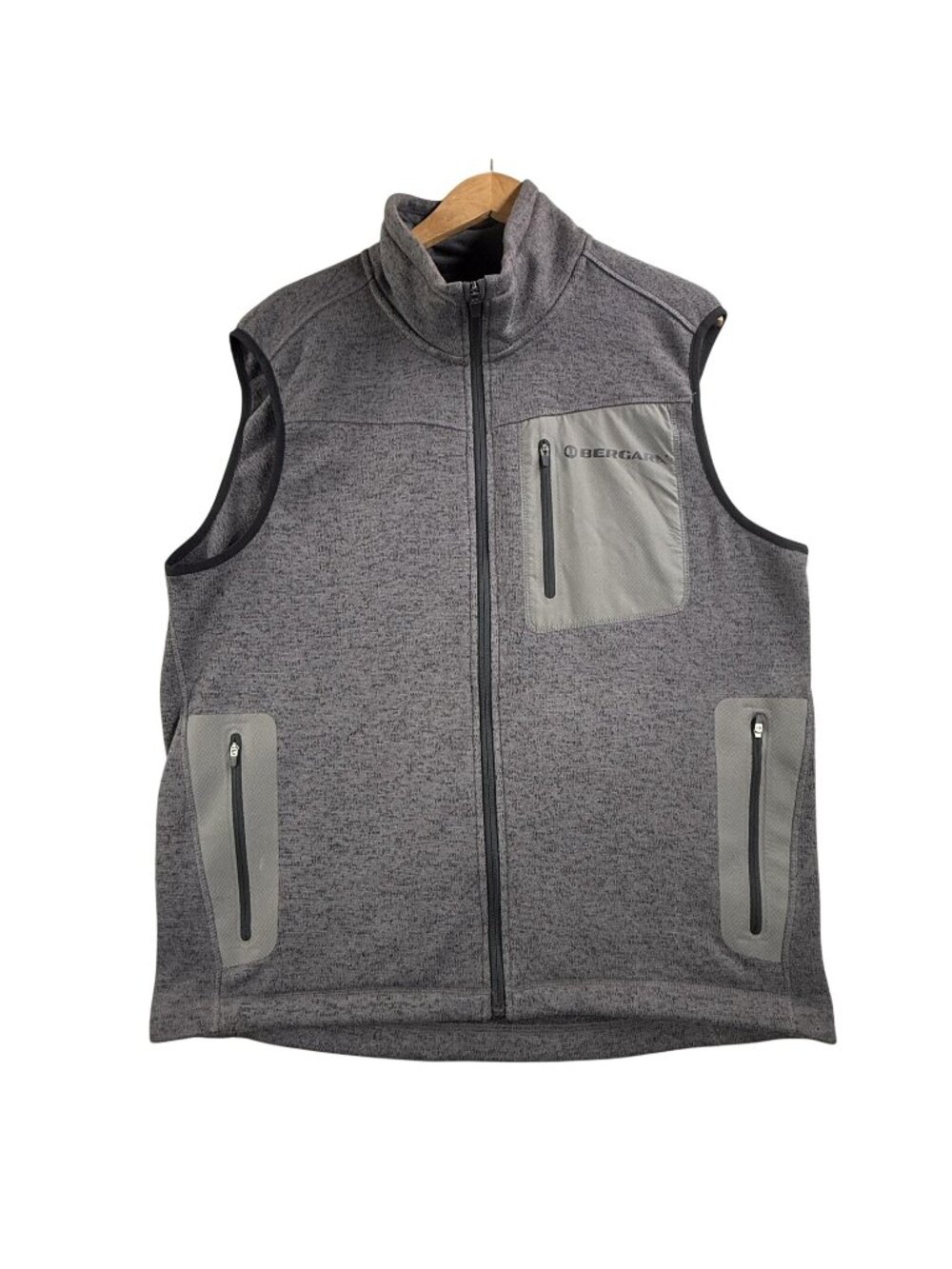 Bergara Vest Mens Large Gray High Loft Fleece Full Zip Pockets Warm Tactical